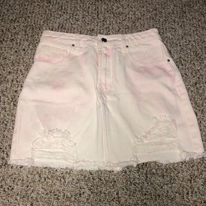 ♡HOST PICK♡ Forever 21 Pink and White Tie Dye Ripped Jean Skirt